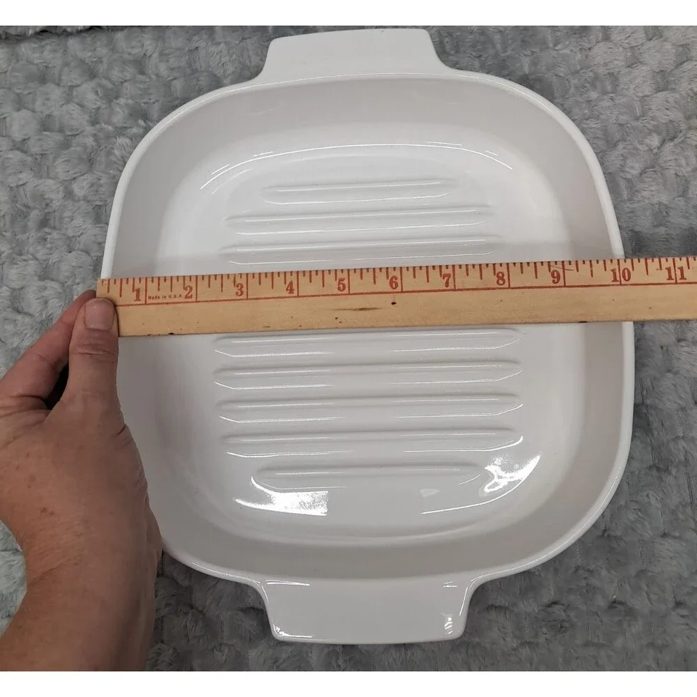 VTG Corning Ware 10” Cooker w/Built in Rack M-10-GR NOS White Skillet Pan Dish